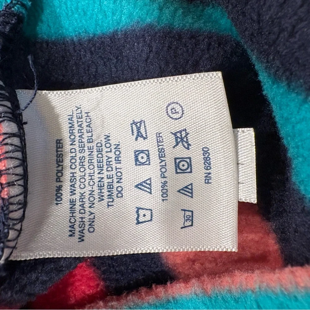 Lands' End Multicolor Striped Hooded Fleece Jacket Coat Unisex Kids Size Small - Picture 5 of 6